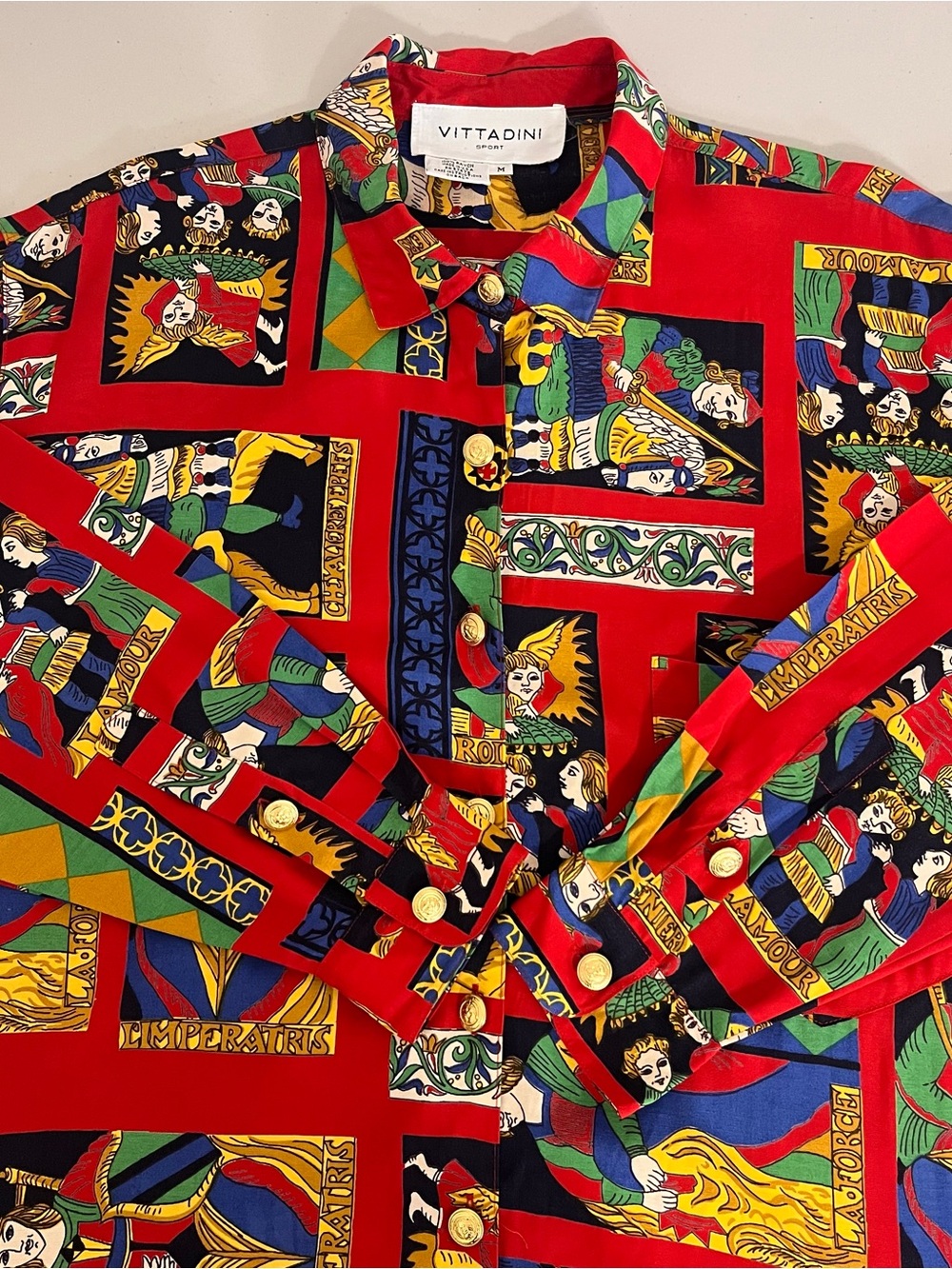 Vintage Vittadini Sport Tarot Button Down Shirt Long Sleeve Maximalist Sz M Bold - Picture 8 of 11
